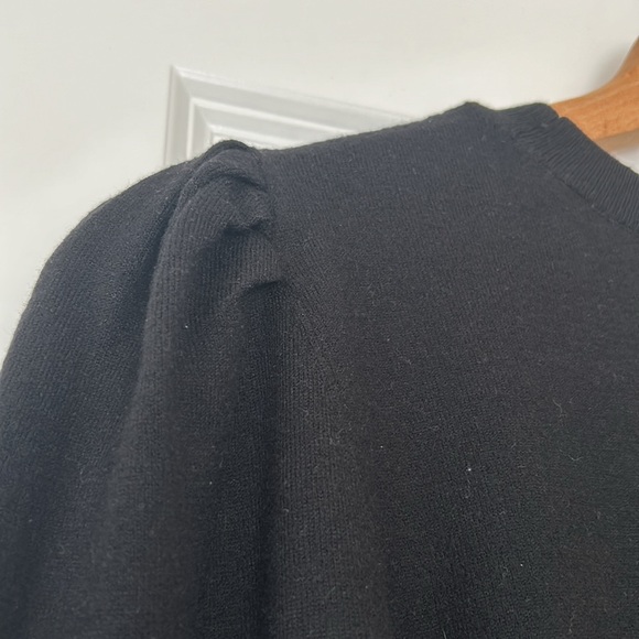 Marled Black Rayon Blend Sweater w Gathered Pouf Shoulders Long Sleeves XL - Picture 10 of 10